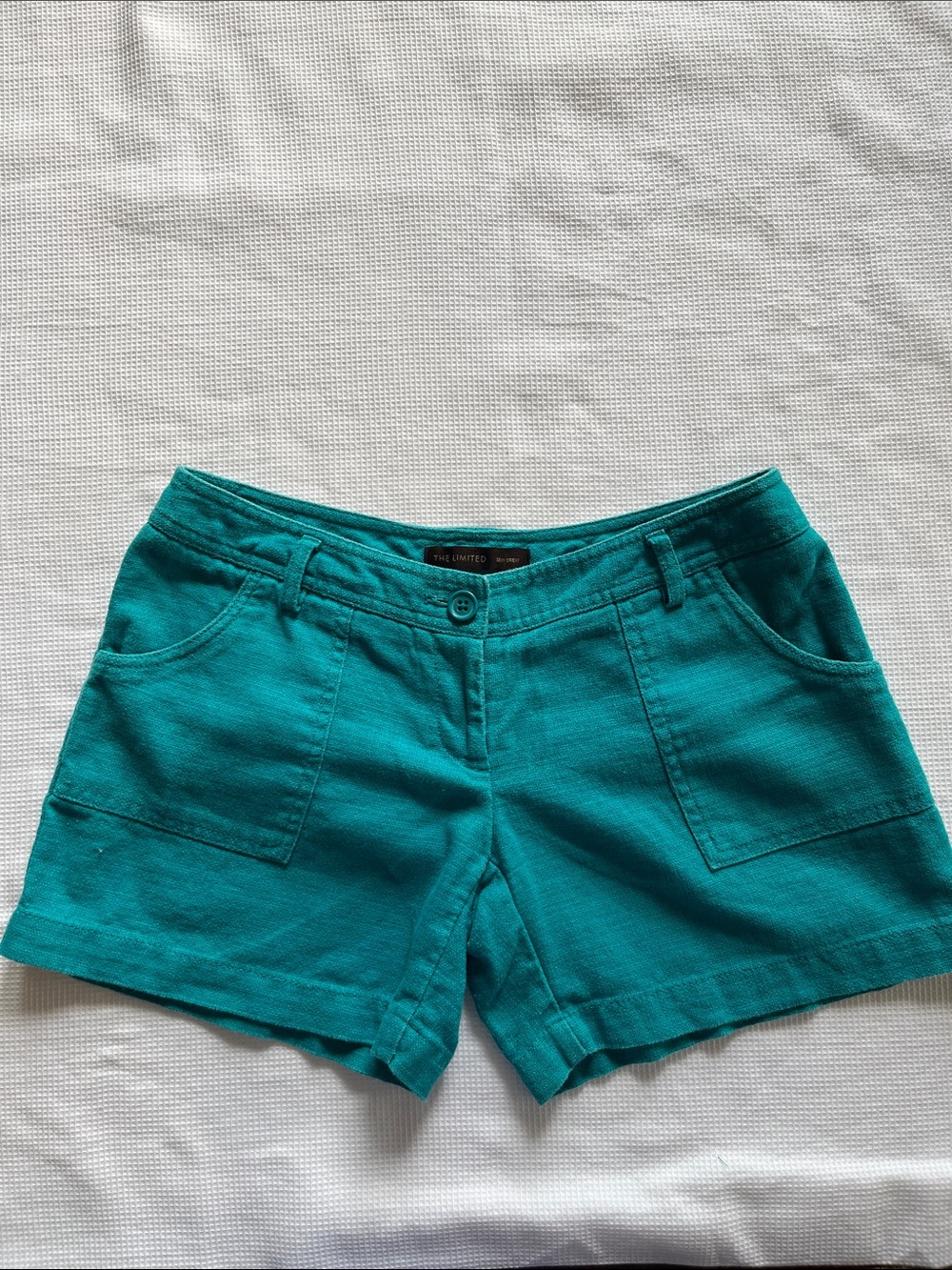 The Limited Teal Women's Casual Pocket Shorts size 2 linen cotton blend